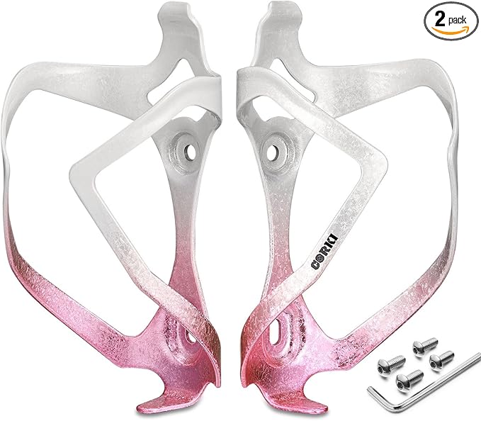 Bike Water Bottle Holder Bicycle Cage for Mountain Road MTB Gravel Adult Bikes Cycling Universal Carrier Rack 2 Pack Aluminum Alloy Ultralight Kettle Drink Accessories White Pink