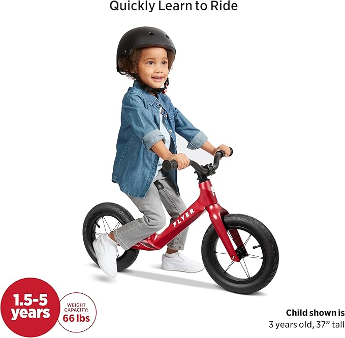 Radio Flyer Balance Bike, Baby Toy, Toddler Bike, Bicycle Toddler Toys, Baby Gifts, Flyer Ultra Lite Balance Bicycle, for Ages 1.5-5 Years, Red