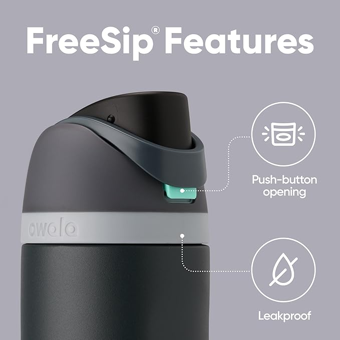Owala FreeSip Insulated Stainless Steel Water Bottle with Straw for Sports, Travel, and School BPA-Free Sports Water Bottle, 24 oz, Foggy Tide