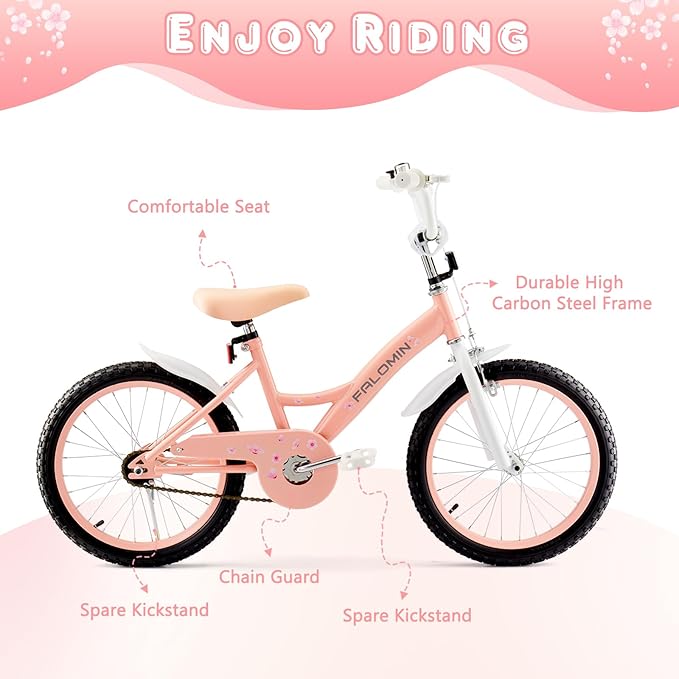 14/16/18 Inch Children’s Bike for Toddlers Kids Ages 3-9, Safe Non-Slip Tires, Removable Training Wheels, Coaster Brake, Easy Assembly, Perfect for Boys and Girls, Multiple Color