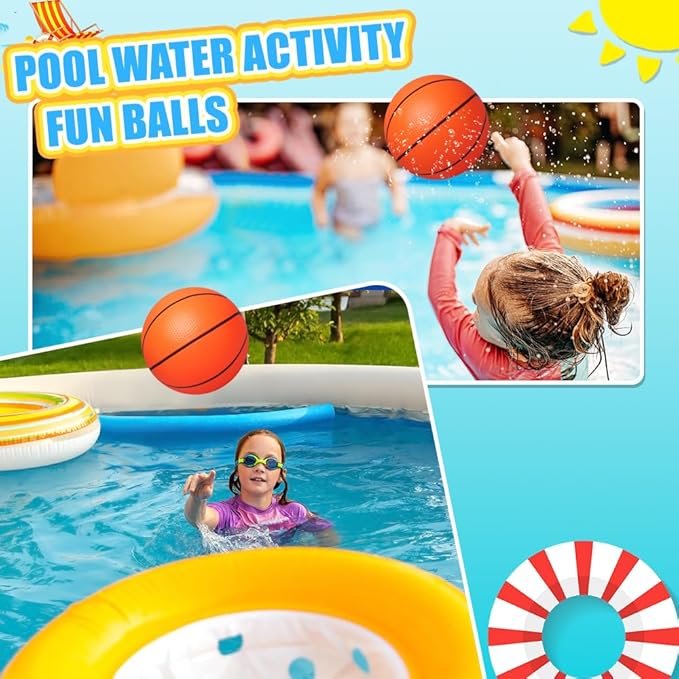 Dilabnba 8" Mini Rubber Replacement Basketballs for Basketball Hoop/Pool, Toddler Soft Beach Bouncy Ball Sports Party Game for Kids Adults, Junior Balls Indoor & Outdoor Arcades & Games (4PCS)