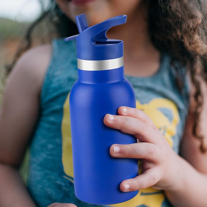 12oz Kids Water Bottle – Insulated Stainless Steel Bottle with Straw Lid, BPA-Free, Leak-Proof, for Toddlers & School Use