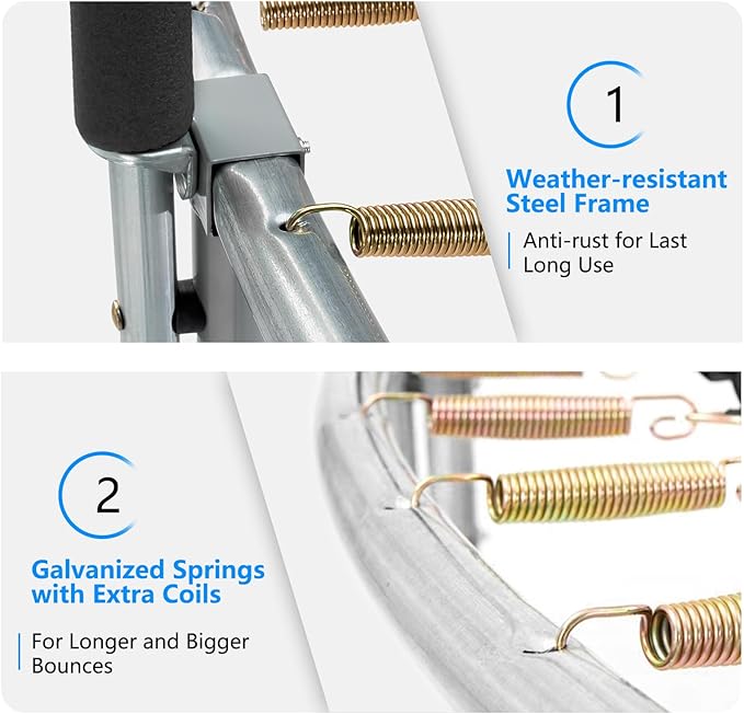 SKOK Trampoline 8FT 10FT 12FT 14FT 15FT Trampolines with Enclosure Net, 400LBS Outdoor Trampolines for Kids with Basketball Hoop-ASTM Approved Trampoline for Children and Adults with Ladder