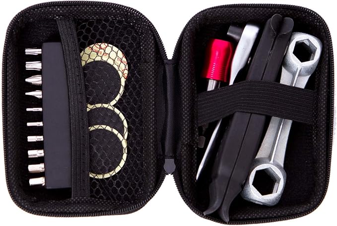YBEKI Bike Repair Tool Kit Set - Bicycle Multi-Tool Kit with Ratchet Reversible Tool & 10 Tool bits, Bone Wrench, Bike Portable Tool Bag. 6 Month Warranty (Ratchet Tool + tire Tool)