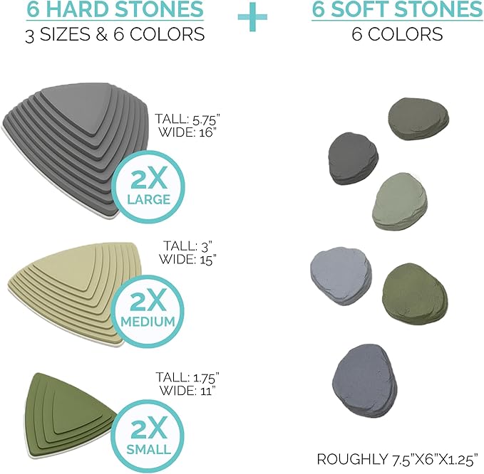 JumpOff Jo - Rocksteady - Balance & Coordination Enhancing Blocks and Stepping Foam Stones, Sensory Toys for Kids - Indoor and Outdoor Obstacle Course