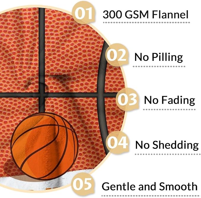 Personalized Blanket Gifts for Boys Girls - 50x40 Inches Sports Throw Blanket for Basketball Lover Kids Teens - Basketball Print Soft Fuzzy Blankets for Lap Couch Sofa Bed