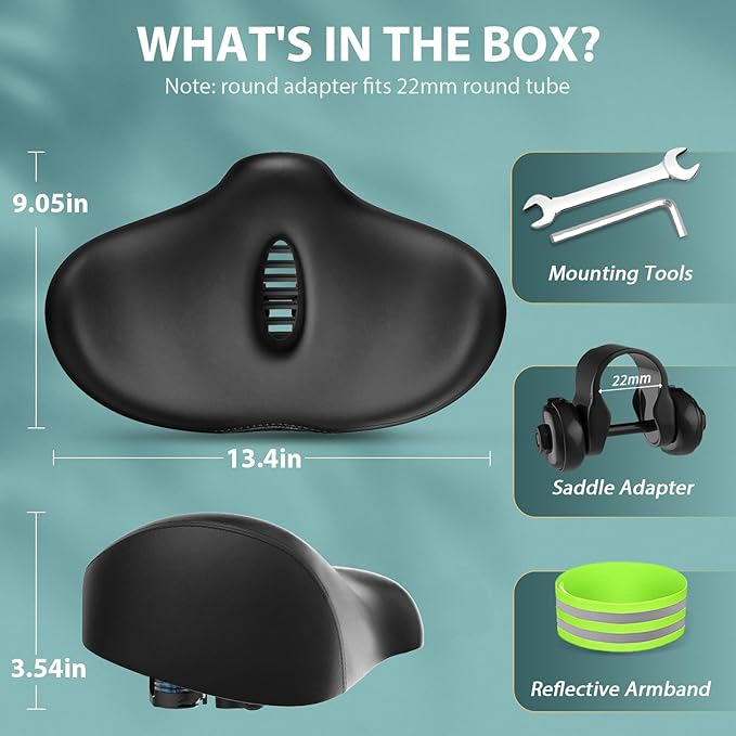 Xmifer Oversized Bicycle Seat, Ultra Wide Wing Comfort Seat for Peloton & Plus Bikes, Electric or Tricycle Bike for Men and Women