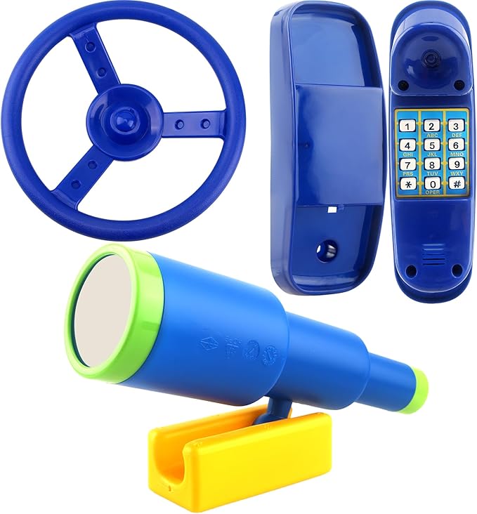Playground Accessories Swingset Steering Wheel Plastic Telescope Telephone Swingset Phone Toy for Kids Outdoor Playground Backyard Treehouse