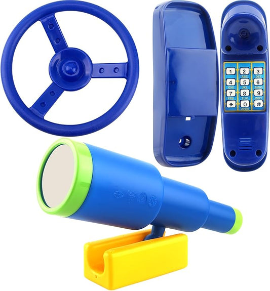 Playground Accessories Swingset Steering Wheel Plastic Telescope Telephone Swingset Phone Toy for Kids Outdoor Playground Backyard Treehouse