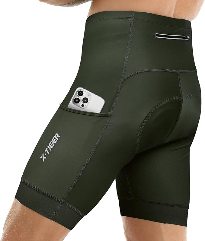 X-TIGER Men's Cycling Shorts with Back Pocket,5D Gel Padded Bike Shorts for Men,Mountain Road Biking Riding Half Pants Tights
