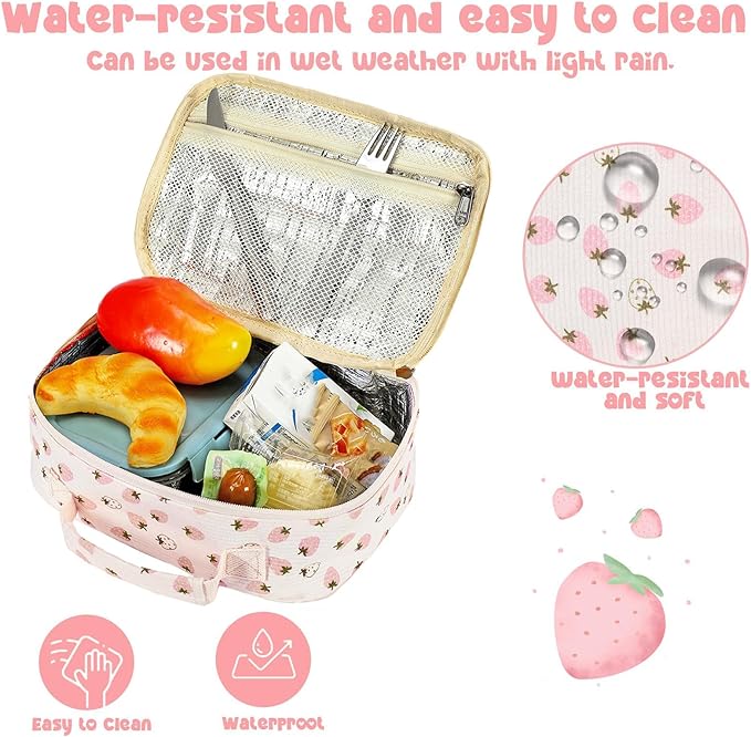 Bluboon Kids Girls Lunch Bag Insulated Lunch Box for school Corduroy Lunch Cooler Organizer School Kids Lunch Tote