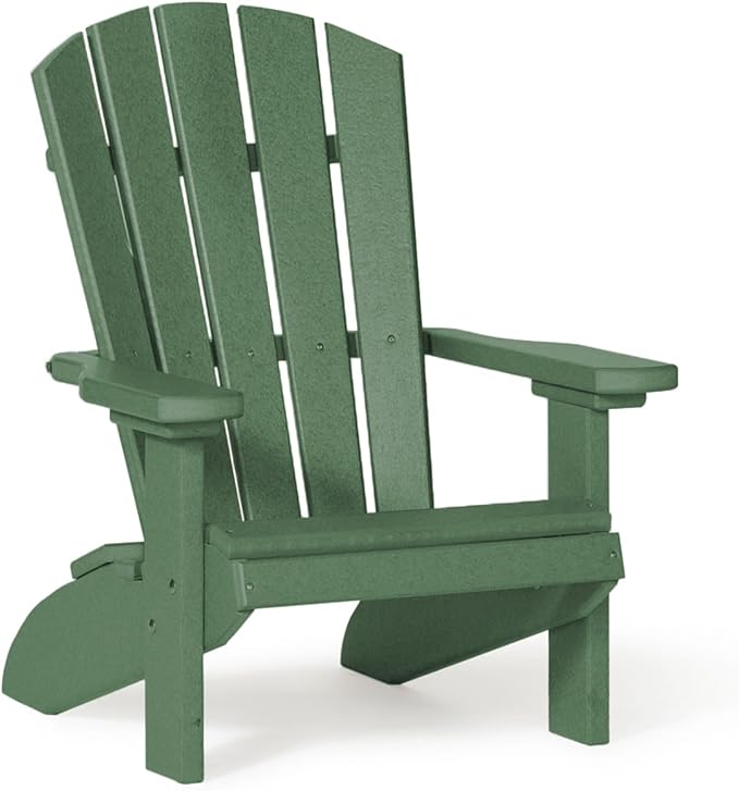 DutchCrafters Poly Kids Adirondack Chair, Outdoor Chair for Kids Ages 3–8, Durable Child-Sized Patio Seating for Camping and Backyard Play - Amish Made in USA (Green)