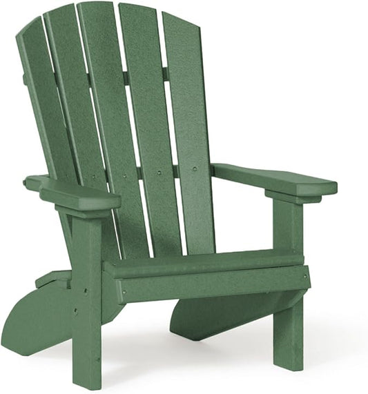 DutchCrafters Poly Kids Adirondack Chair, Outdoor Chair for Kids Ages 3–8, Durable Child-Sized Patio Seating for Camping and Backyard Play - Amish Made in USA (Green)