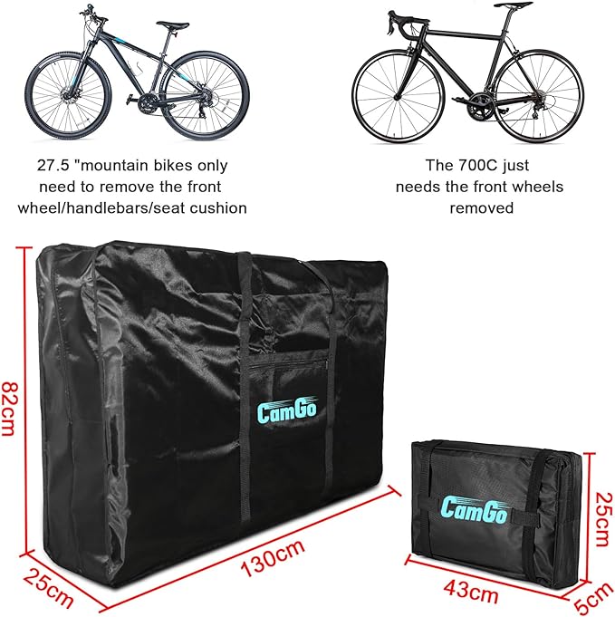 CamGo 26 Inch Folding Bike Transport Bag - Waterproof Bicycle Travel Case Carrier Bag for Train Air Travel