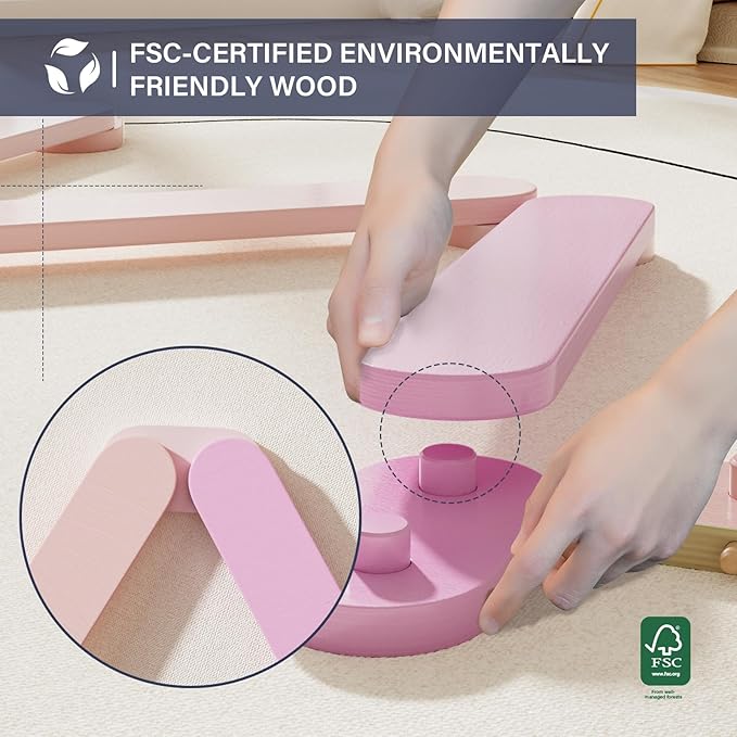 BlueWood Balance Beam for Kids 3-5, Toddler Sensory Wooden Toys and Stepping Stones, Build Coordination Gymnastics Obstacle Motor Skill for Kid