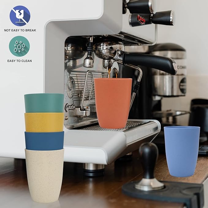 Wheat Straw Cups 6 PCS Good Alternative to Plastic Reusable Cups 20 oz Unbreakable Drinking Cup Reusable Dishwasher Safe Water Plastic Glasses Mixed Color