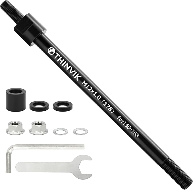 Thinvik Bike Thru Axle Adapter for Trailer Hitch 12mm Thru Axle 1.0/1.5/1.75 Thread Pitch Shaft Length 178/~187mm for Instep, Schwinn, Allen Sports Thule Chariot, Burley, Hamax, Retrospec