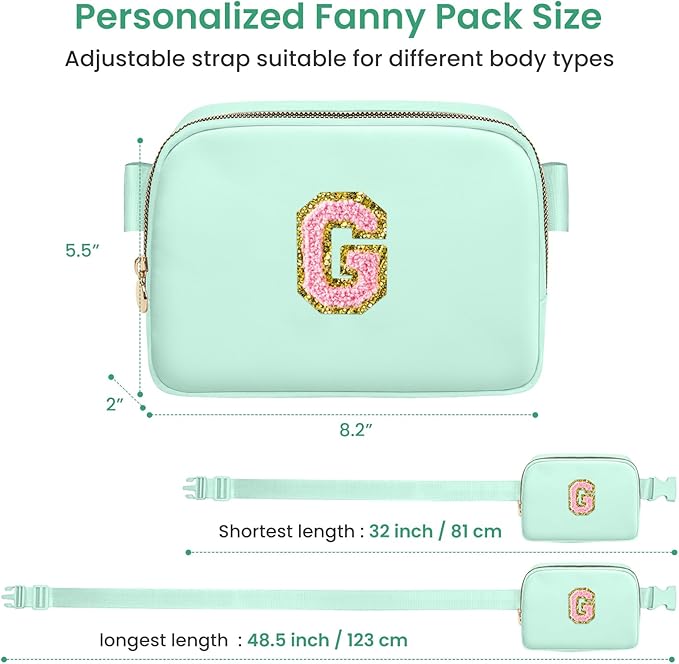 Birthday Gifts for 5 6 7 8 9 10 11 12 13 14 15 16 17 18 Year Old Girls,Belt Bag Fanny Pack Crossbody Bags Purse for Kids,Cute Teen Trendy Stuff Travel Essentials (Green, G)