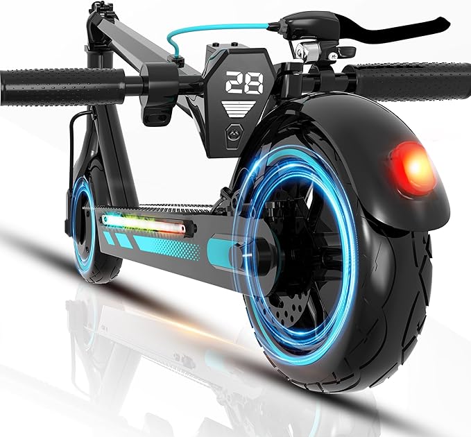 Electric Scooter Adults, 500/600W Motor, 28 MPH Top Speed,10" Vacuum Big Tires, Foldable E-Scooter with App Control & Disc Braking System for Smart APP Contro