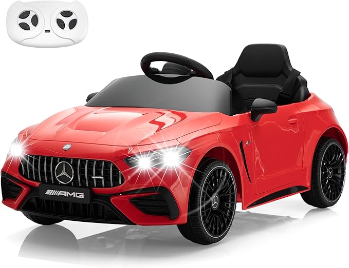 TOBBI Kids Electric Ride On Toy Car, Toddlers Battey-Powered Vehicle with Parental Remote Control/Soft Start/3 Speeds/Horn & LED for Children Ages 3-6 Years-Red