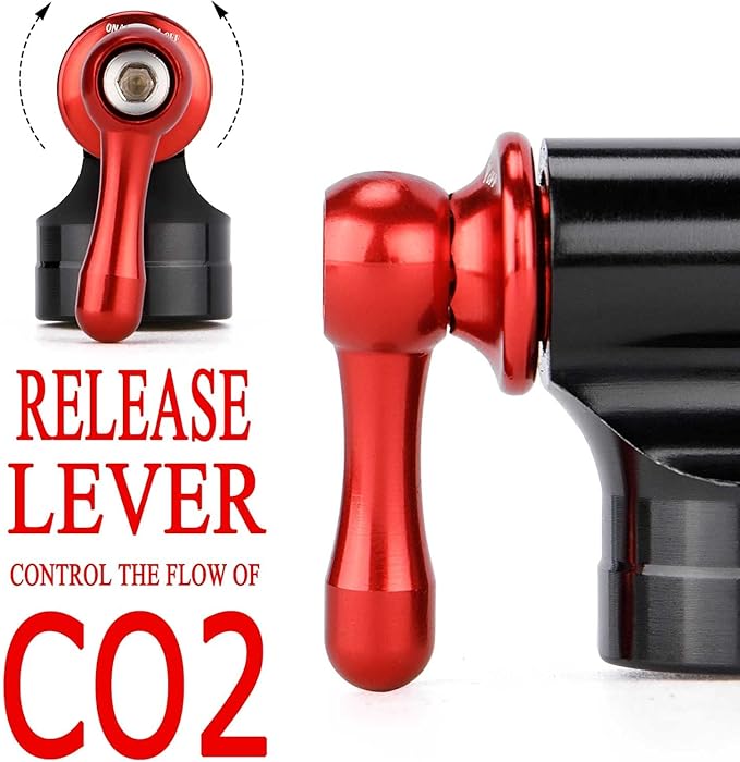 CO2 Inflator Kit with 5 X 16g CO2 Threaded Cartridges- Presta & Schrader Valve Compatible -Portable CO2 Bike Tire Pump Come with Glueles Repair Kit for Road & Mountain Bike