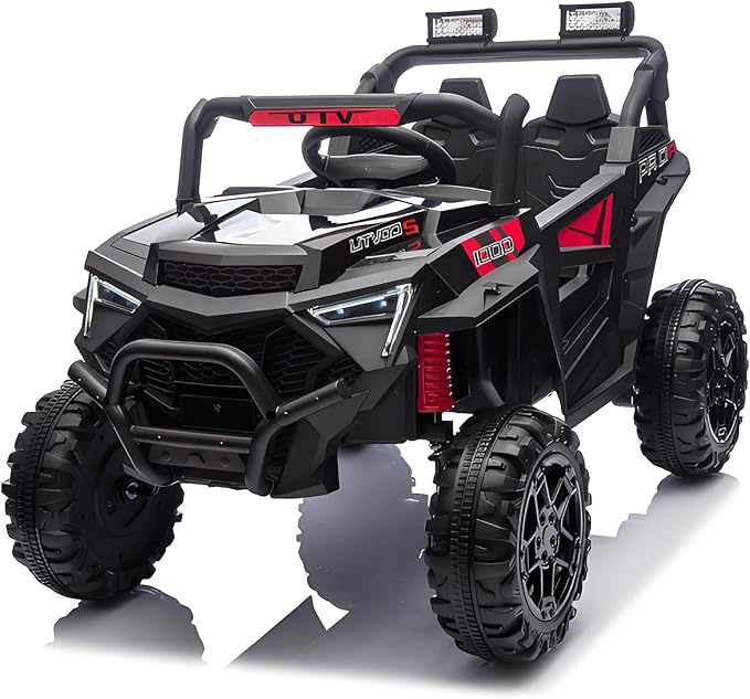 24v Ride On Toys for Big Kids,UTV 2 Seater Ride On Car for Kids,24 Volt Ride On Toys for Boys,W/Remote Control,LED,Music,Bluetooth,4 Shock Absorbers,Toddler 4 Wheeler,Electric Car for(Black)