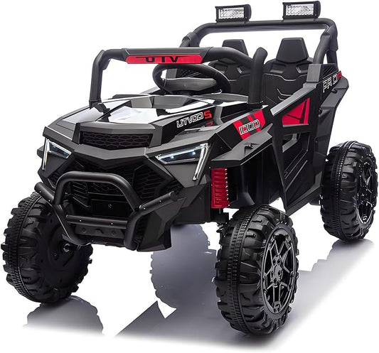 24v Ride On Toys for Big Kids,UTV 2 Seater Ride On Car for Kids,24 Volt Ride On Toys for Boys,W/Remote Control,LED,Music,Bluetooth,4 Shock Absorbers,Toddler 4 Wheeler,Electric Car for(Black)