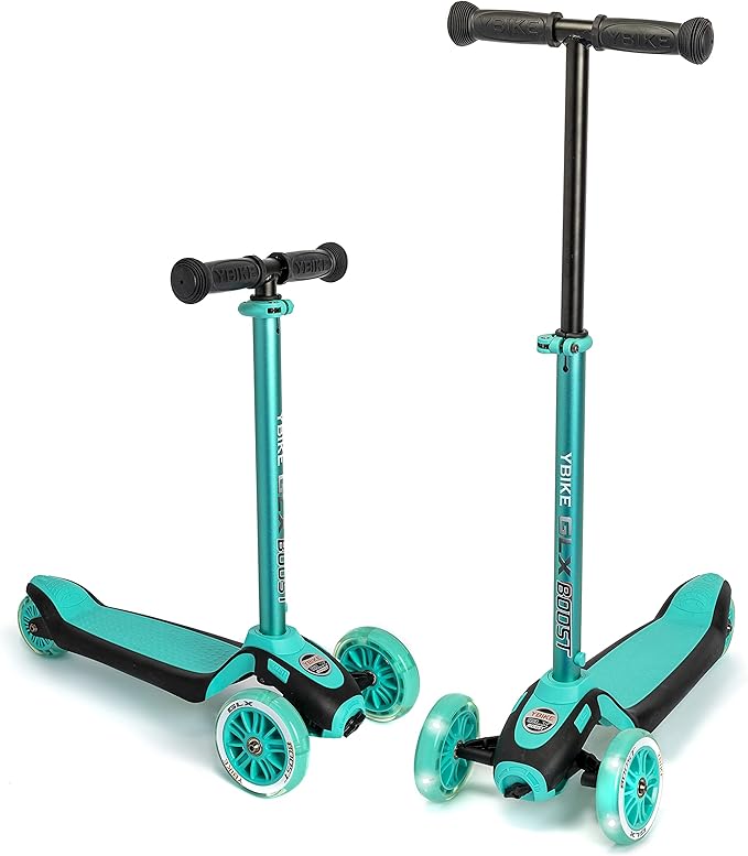 YBIKE GLX Boost Scooter with Adjustable Steering and Handlebar Height for Kids