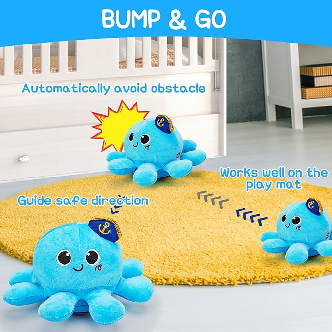 Tsomtto Baby Toys 6-12 Months Musical Plush Octopus Crawling & Walking Toys Light up Voice Control Dancing Infant Toys 0-6 7 8 9 10 12-18 Month 1 2 3 Year Old Boys Girls Tummy Time Baby