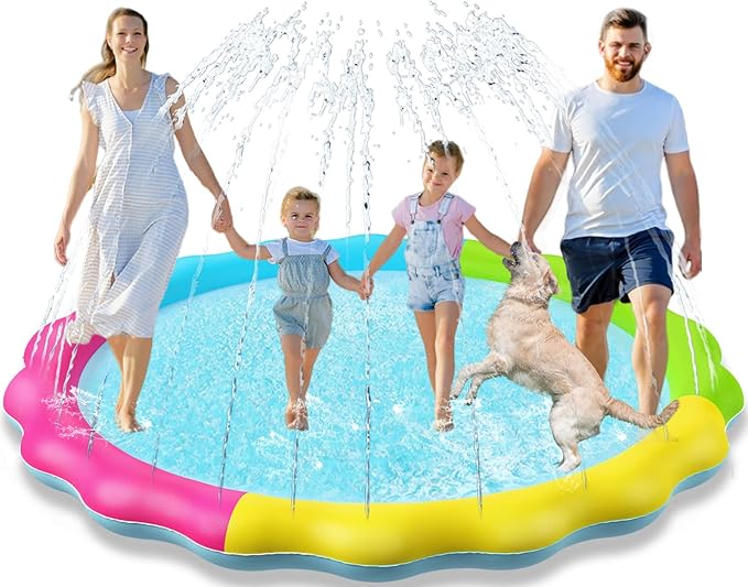 Jasonwell Splash Pad Sprinkler for Kids Splash Play Mat Outdoor Water Toys Inflatable Splash Pad Baby Toddler Pool Boys Girls Children Outside Backyard Dog Sprinkler Pool Age 1 2 3 4 5 6 7 8 9 XXL