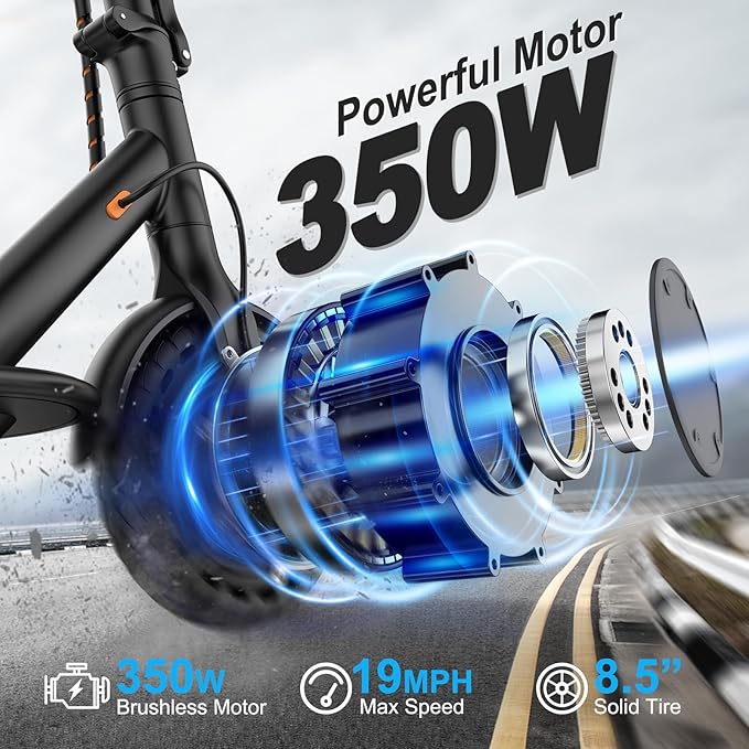 VOLPAM Electric Scooter, 350W/500W Powerful Motor, 8.5"/10" Solid Tires, 19/22Mph, 28/21/12 Miles Range,Dual Braking