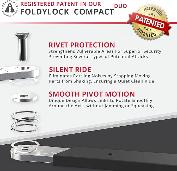 Seatylock FoldyLock Compact Folding Bike Locks - Set of 2 Matching Bike Locks with 6 Identical Keys - Patented Lightweight Heavy Duty Anti Theft with Carrying Cases for Bicycles and E-Bikes