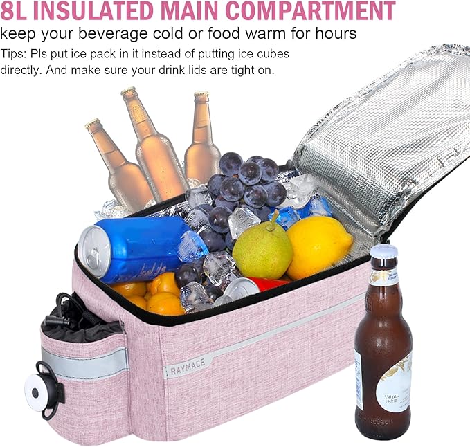 RAYMACE Bike Rear Rack Bag with Tail Light, Bike Truck Cooler Bag for Warm or Cold Items