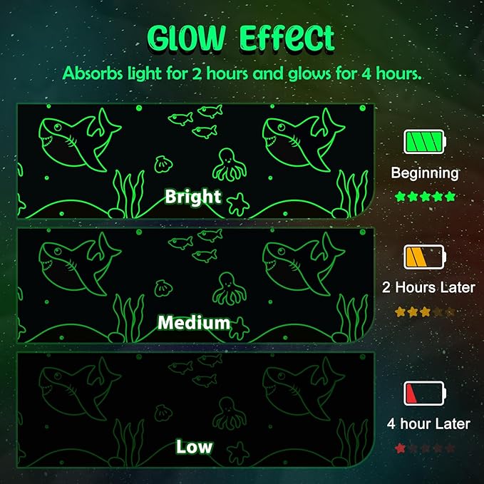 Shark Gifts for Boys Girls - Glow in The Dark Ocean Animal Blanket for Kids Age 1-14 Years Old Child Toddler Best Birthday Valentines Easter Christmas Party Favors Present Soft Cozy Throw 50"x60"