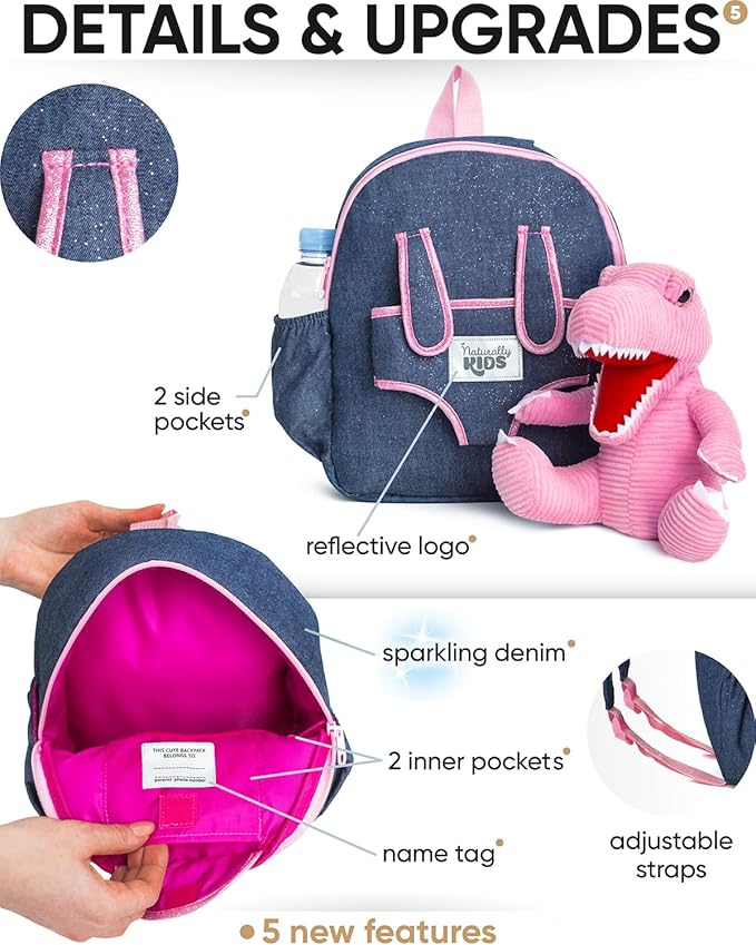 Pink Dinosaur Toys for Kids 5-7, Gifts for 5 Year Old Girls, 4 Year Old Girl Birthday Gift, Toddler Dinosaur Backpack