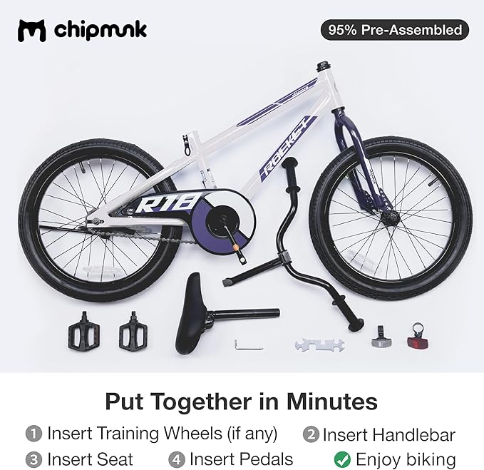 Chipmunk Kids Bike Toddlers 12 14 16 18 Inch Wheel Bicycle Beginners Boys Girls Ages 3-11 Years, Multiple Color Options
