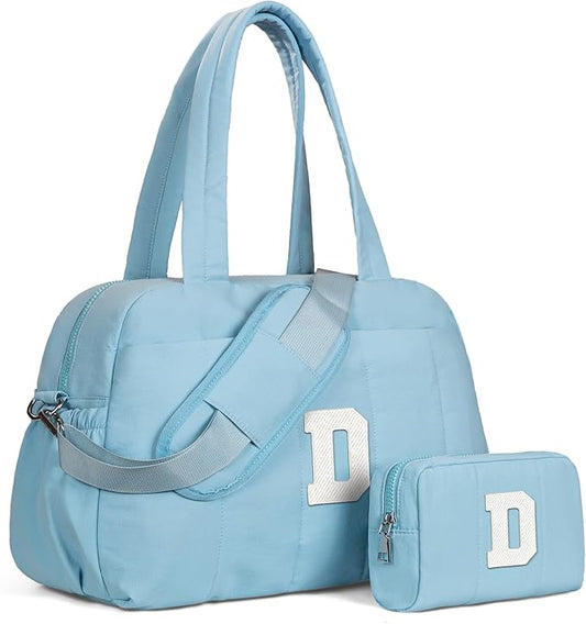 Duffle Bag, Weekender Bags for Girl，Monogrammed Gifts for Woman-Initial Overnight Bag with Wet Pocket，Lightweight Dance Bags Personalized Gymnastics bag with Makeup Pouch