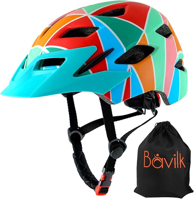 Kids Bike Helmet,Bavilk Kids Boys Girls Bike Helmets with LED Light Detachable Visor Children Youth Teen Multi-Sport for Skating Cycling Scooter Skateboard Adjustable & Lightweight 19.7"-22.4"