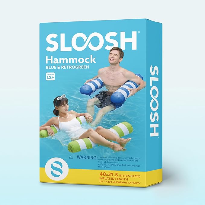 SLOOSH 2 Packs Hammock Pool Floats Adults, 4-in-1 Multi-Purpose Inflatable Pool Floats PVC Water Hammock Lounge Floaties