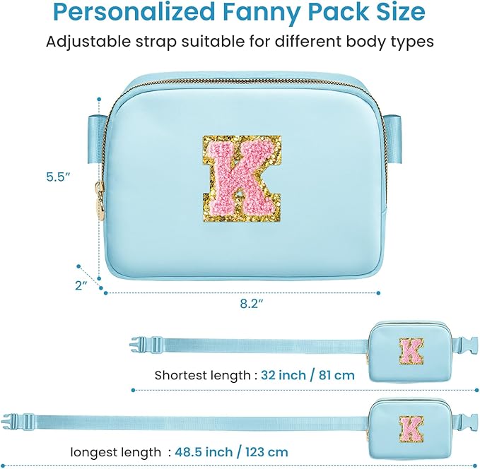Birthday Gifts for 5 6 7 8 9 10 11 12 13 Year Old Girls,Belt Bag for Girls Women Fanny Pack Crossbody Bags for Kids Teen,Fashion Waist Packs Cute Tween Trendy Stuff Travel Essentials (Blue,K)