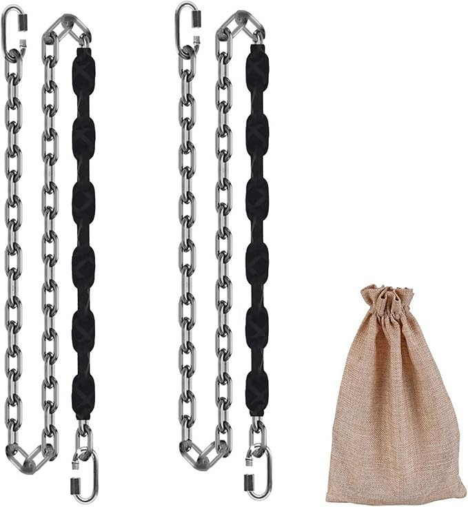 2 Stainless Steel Chains (84") Swing Chains, Heavy Duty Swing Hardware,4 Quick Connection Buckles, Indoor and Outdoor Playground Swings, hammocks, sandbags, 1000 lb Capacity Black