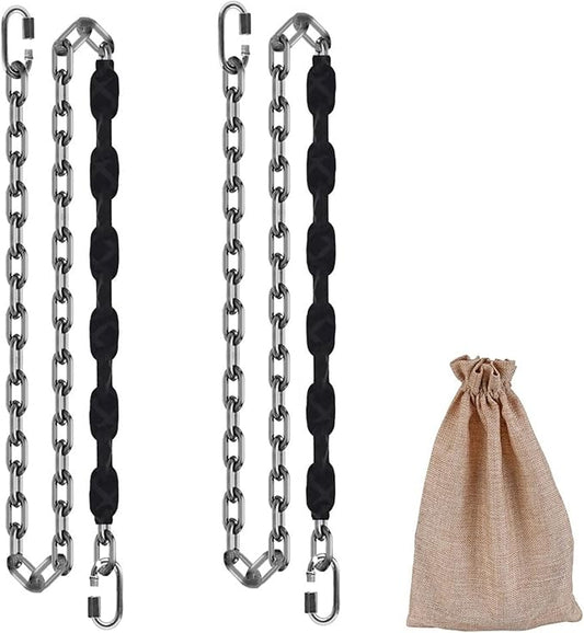 2 Stainless Steel Chains (84") Swing Chains, Heavy Duty Swing Hardware,4 Quick Connection Buckles, Indoor and Outdoor Playground Swings, hammocks, sandbags, 1000 lb Capacity Black