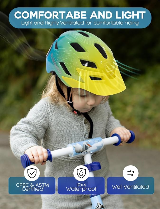 Kids Helmet - Toddler Bike Helmet with LED Turnning/Stop Signals & Customizable Display - Breathable Lightweight Boy/Girl Helmet for Skateboard, Roller Skate, Scooter