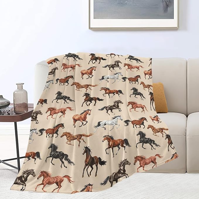 Horse Blanket Horse Throw Blanket Gifts for Girls Boys Kids Adults Women Men Super Soft Cozy Plush Fluffy Fuzzy Fleece Blanket Home Decor 40''X50''