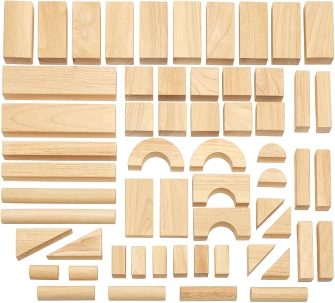 Excellerations Rubberwood Floor Unit Building Blocks - Starter Set of 58