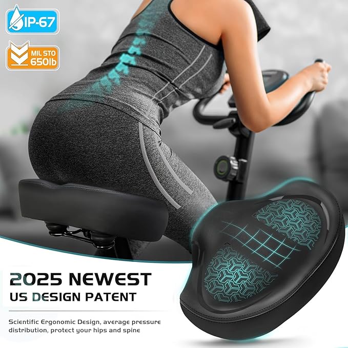 Noseless Bike Seat Cushion for Men & Women - Extra Padding & Comfort Wide Bicycle Seat, Oversized Comfortable Saddle for Peloton Bikes, Exercise Bikes, Electric Bikes, Cruiser Bikes