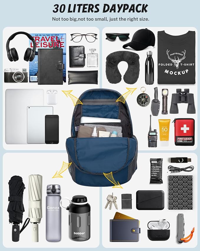 Gonex 30L Ultra Lightweight Packable Backpack, Handy Foldable Daypack for Camping Outdoor Travel Cycling Backpacking