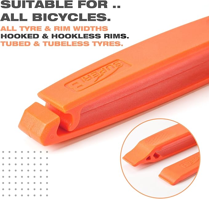 Bike Tire Levers - Strong & Long Lasting Tire Removal Tool for Road or Mountain Bike Tires - Bicycle Tire Lever for Repair & Replacement of Flat Tires (TB-TL08)