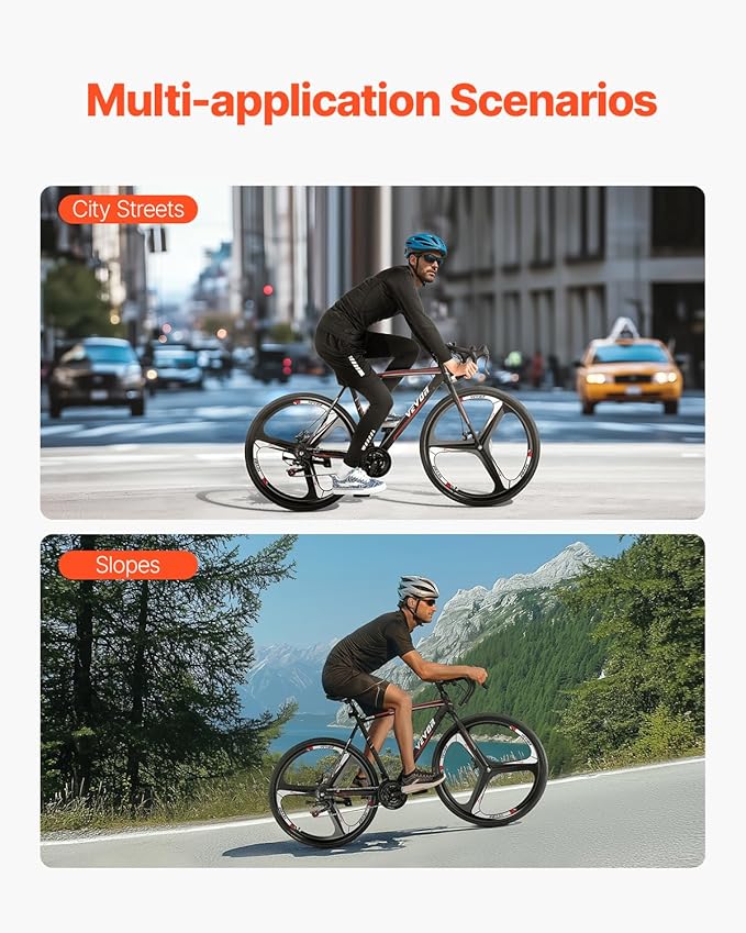 VEVOR Road Bike, 700C Wheels Racing Bike, Shimano Drivetrain City Commuter Road Bicycle, Urban Adult Sport Bicycle with Drop Bar, for Men and Women