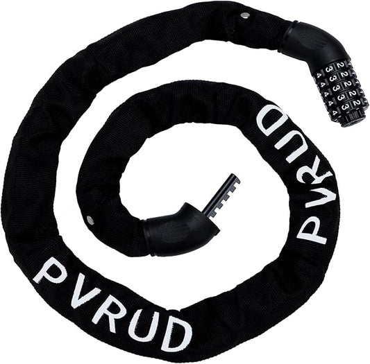 Bike Chain Lock, 5 Digit Combination Heavy Duty Anti Theft 3.9Ft Bicycle Chain Lock,6mm Thick High Hardness keyless Bike Lock for Bike,Scooter,Motorcycle,Door, Gate